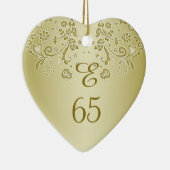 Golden floral swirls 65th Birthday hart Ornament (Rechts)