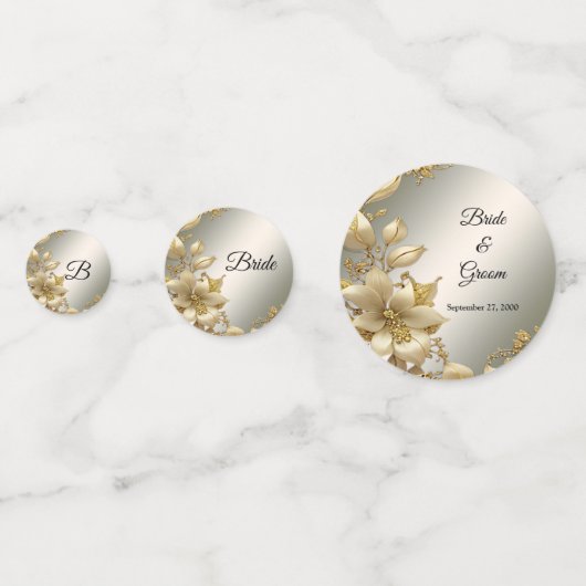 Golden Floral Table Confetti (Voorkanten)