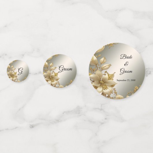 Golden Floral Table Confetti (Achterkanten)