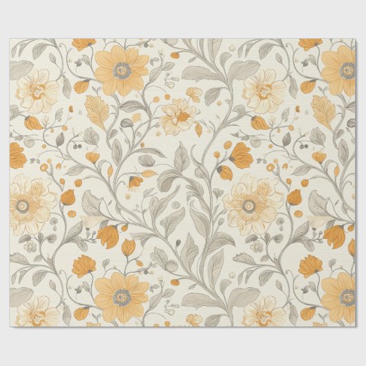  Golden Floral Vine Pattern Design Cadeaupapier (Vlak)