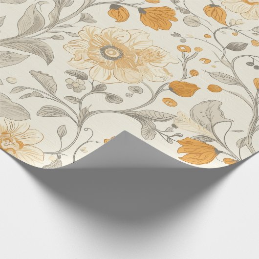  Golden Floral Vine Pattern Design Cadeaupapier (Hoek)