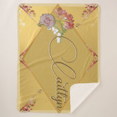Golden Floral w/Name Sherpa Blanket Sherpa Deken (Voorkant)