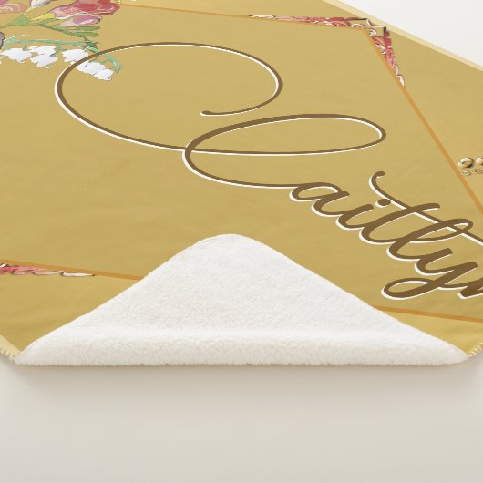 Golden Floral w/Name Sherpa Blanket Sherpa Deken (3/4)