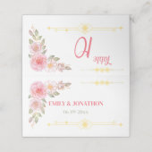 Golden Floral Waterverf bruiloft Plaatskaartje (Buitenkant ongevouwen)
