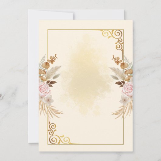 Golden Floral Wedding Kaart (Achterkant)