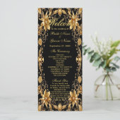 Golden Floral Wedding Programma Programmakaart (Staand voorkant)