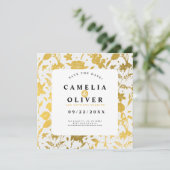 Golden Floral Wedding/Verloving Save the Date (Staand voorkant)