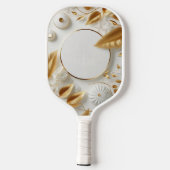 Golden Floral White | Zwart Monogram Modern Script Pickleball Paddle (Achterkant)