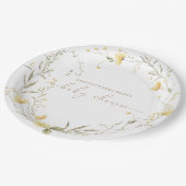 Golden Floral | Wilde bloem Gepersonaliseerd Papieren Bordje (Gekanteld)