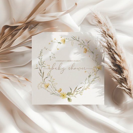 Golden Floral | Wilde bloem Gepersonaliseerd Servet