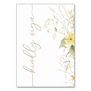 Golden Floral   Wilde bloem Kindly Sign Table Kaar Kaart