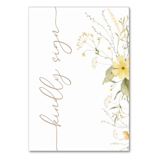 Golden Floral | Wilde bloem Kindly Sign Table Kaar Kaart