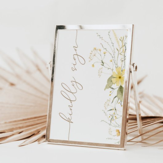 Golden Floral | Wilde bloem Kindly Sign Table Kaar Kaart