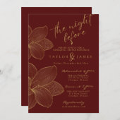 Golden Floral Winter uitnodiging (Voorkant / Achterkant)