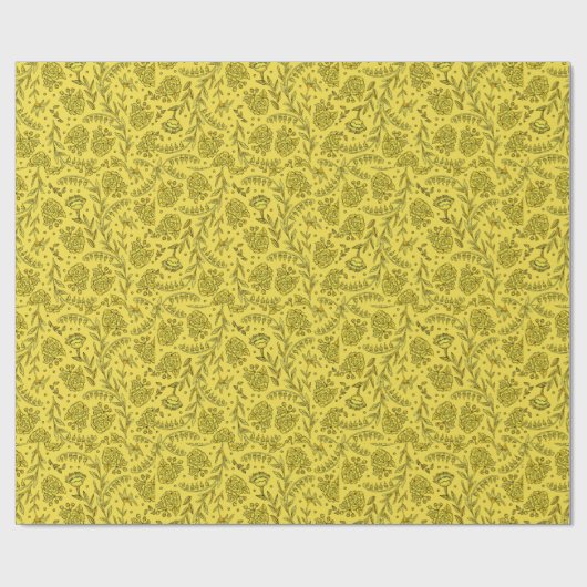Golden floral wrapping paper cadeaupapier (Vlak)