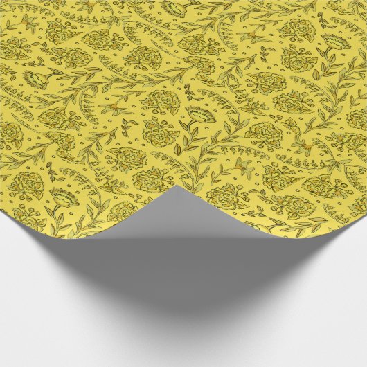 Golden floral wrapping paper cadeaupapier (Hoek)