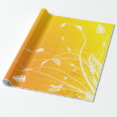 Golden Floral wrapping Paper Cadeaupapier (Uitgerold)