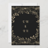Golden Floral Zwart Elegant Save The Date (Achterkant)