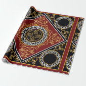 Golden florale barokelement met griekmotieven op cadeaupapier (Uitgerold)