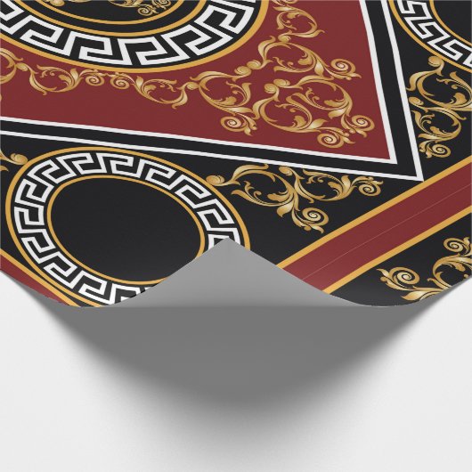 Golden florale barokelement met griekmotieven op cadeaupapier (Hoek)