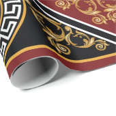 Golden florale barokelement met griekmotieven op cadeaupapier (Rol Hoek)