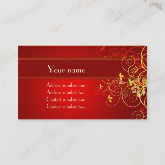 Golden florals profielkaart visitekaartje (Voorkant)