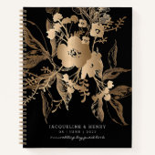 Golden Florals Wedding Guest Book Spiral Notitiebo Notitieboek (Voorkant)
