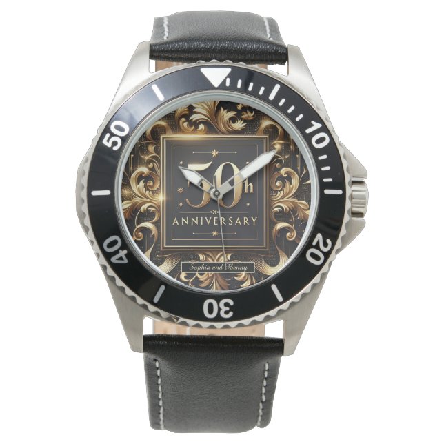 Golden Flourish: 50ste Jubileum ontwerp Horloge (Voorkant)