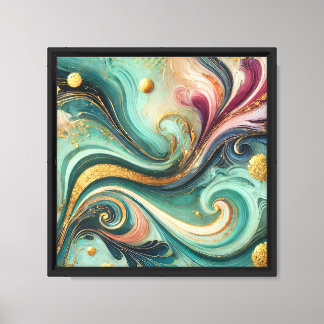Golden Flow Abstract Canvas – Moderne muurkunst Afdruk