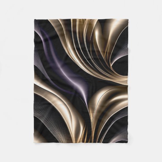 Golden Flow - Luxe zwart en goud Abstract Fleece Deken (Voorkant)