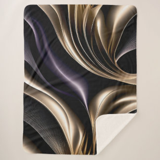 Golden Flow - Luxe zwart en goud Abstract Sherpa Deken