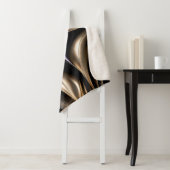 Golden Flow - Luxe zwart en goud Abstract Sherpa Deken (In situ)
