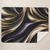 Golden Flow - Luxe zwart en goud Abstract Sherpa Deken (Voorkant (horizontaal))