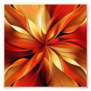 Golden Flower Abstract Art-foto Foto Afdruk