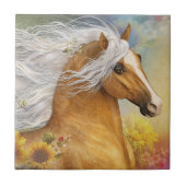 Golden Flower Art Tile Tegeltje (Voorkant)