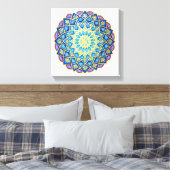 Golden Flower Blue Paars Mandala Canvas Afdruk (Insitu (Slaapkamer))