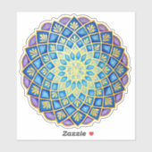 Golden Flower Blue Paars Mandala Sticker (Vel)