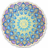 Golden Flower Blue Paars Mandala Sticker (Voorkant)