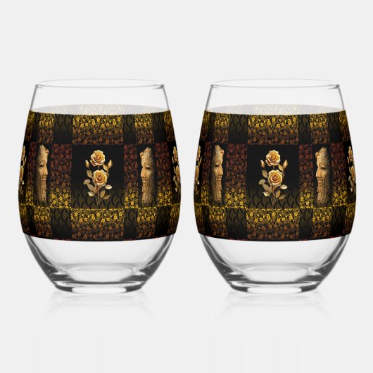 Golden Flower Drinkware Set Wijnglas Zonder Voet (Voorkant)