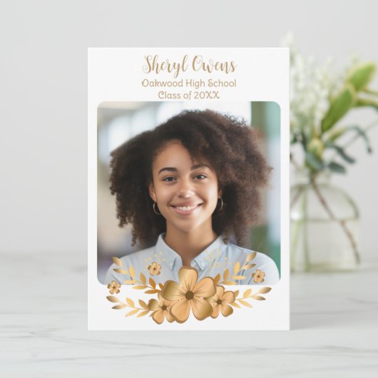 Golden Flower High School College Afstuderen Kaart (Staand voorkant)