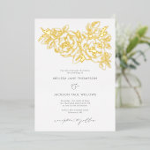 Golden flower hoekelegant huwelijksontwerp folie uitnodiging (Staand Voorkant)