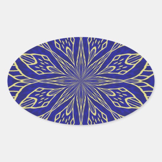 Golden Flower Mandala Ovale Sticker (Voorkant)