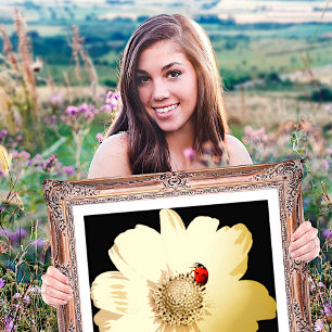 Golden Flower met Ladybug Folie Afdrukken