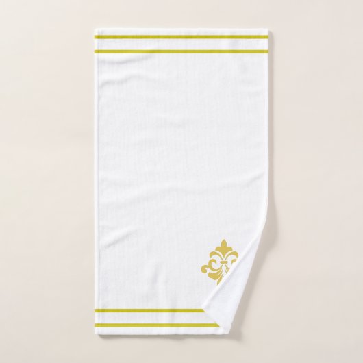 Golden Flower, Monogram and Stripes on White Bad Handdoek (Handdoek)