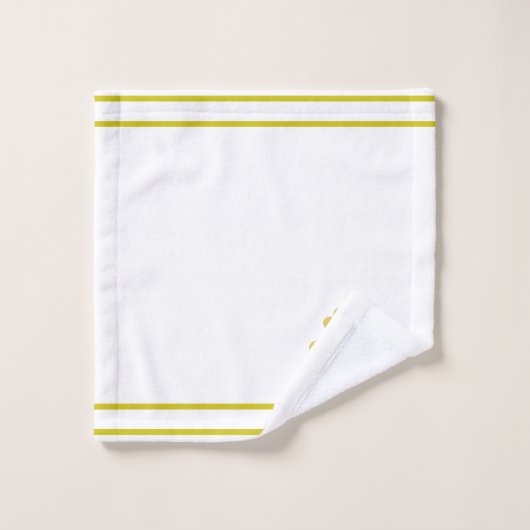 Golden Flower, Monogram and Stripes on White Bad Handdoek (Wasdoekje)