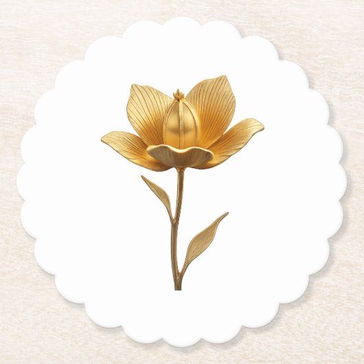 Golden Flower Paper Coaster Kartonnen Onderzetters (Voorkant)