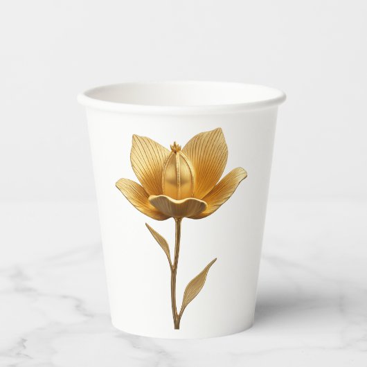 Golden Flower Paper Cup Papieren Bekers (Voorkant)