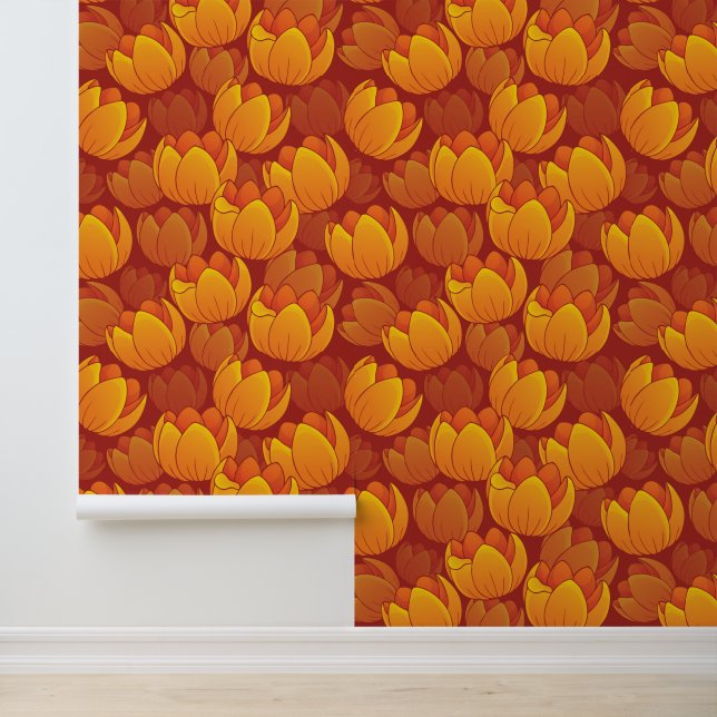 Golden Flower Pattern Behang (Applicatie)