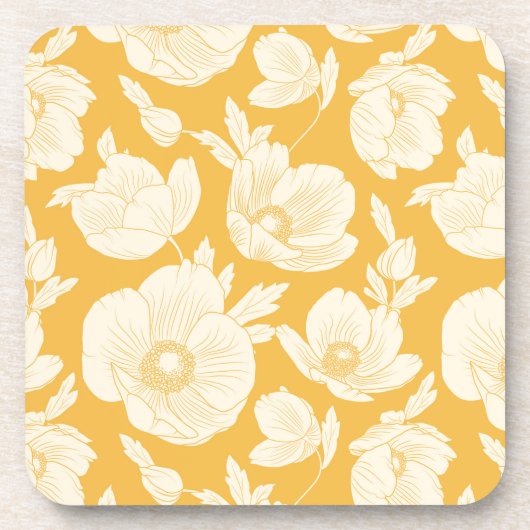 Golden Flower Pattern Bier Onderzetter (Voorkant)