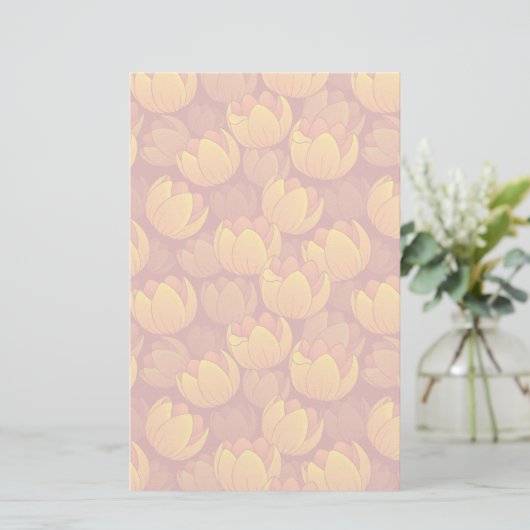 Golden Flower Pattern Briefpapier (Staand voorkant)